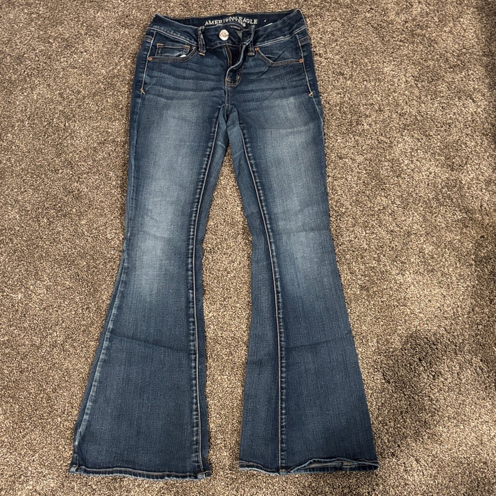 Size 0 American Eagle Outfitters Women's Dark Blue Flare Jean